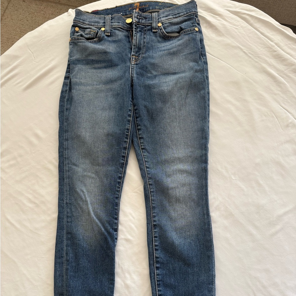 7 For All Mankind Blue Skinny Jeans
